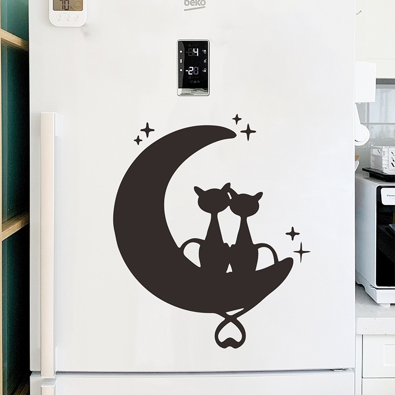 Simple Moon Cats Back View Bedroom Porch Wall Stickers display picture 6