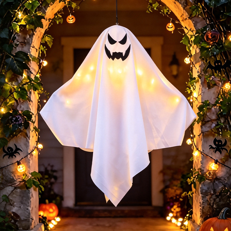 Transfronterizo Halloween LED iluminado fantasma decoración colgante fantasma chandelier horror patio props de Halloween