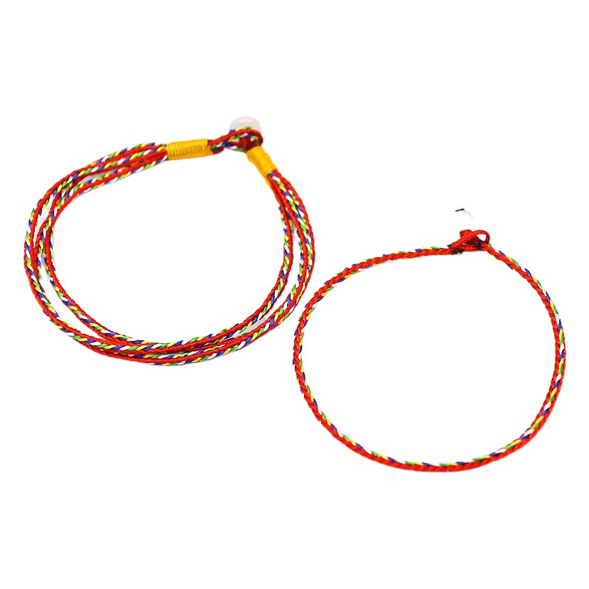 Gold Wire Rope Bracelet Dragon Boat Festival Five Elements Bead Bracelet Five-Color Bead Xizang Colorful Rope Braided Bracelet Factory Direct Supply