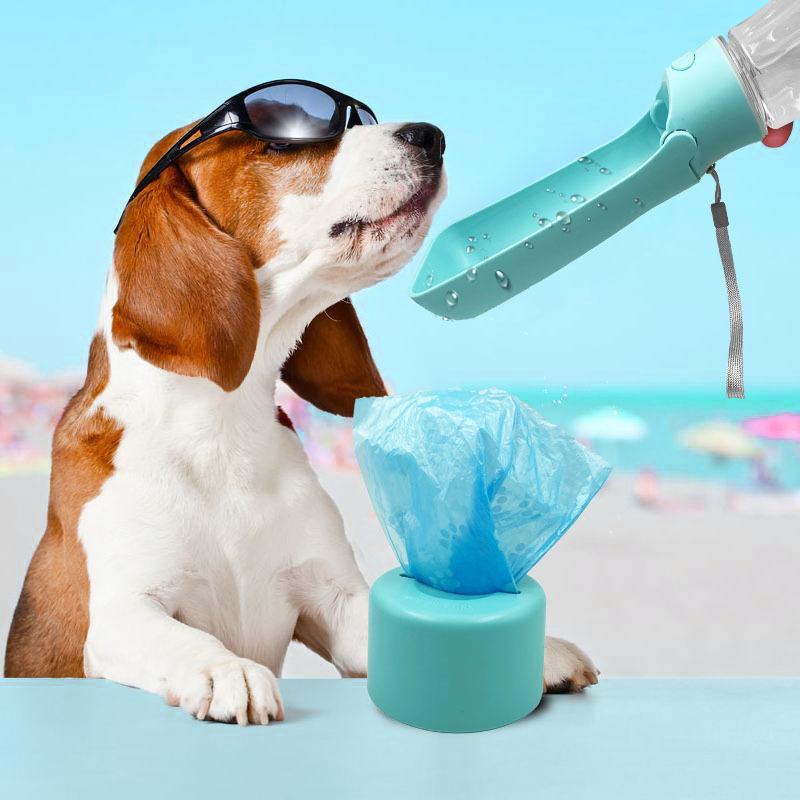 Suministros para mascotas nuevo Amazon perro suministros de viaje con bolsa basura taza agua olla fuente