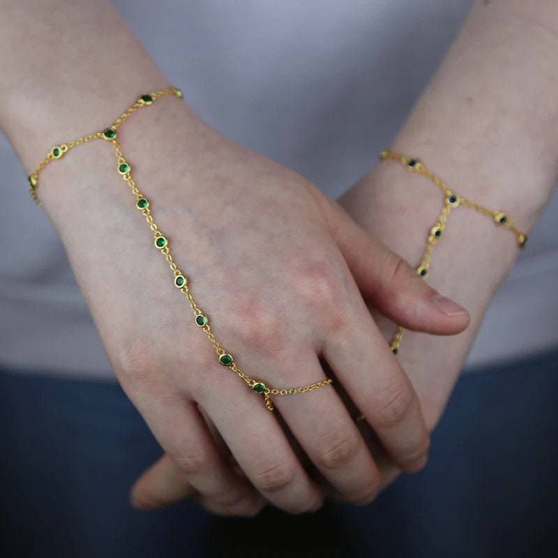 Amazon Cross-Border Simple and Versatile Bohemian Style Finger Chain Flower Zircon Ring Personalized One-Piece Decoration