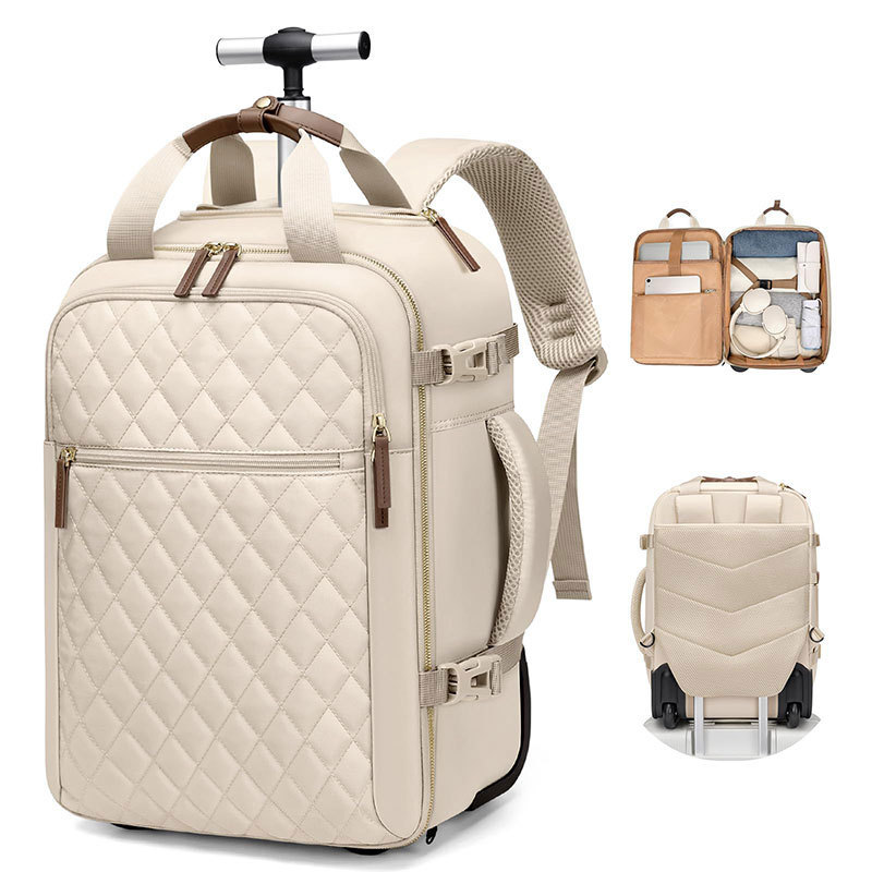 Women's Trolley Travel Backpack with Wheels, 17inch Laptop Backpacks, Multifunctional Portable Bags, Customizable Women's Trolley Travel Backpack with Wheels, 17inch Laptop Backpacks, Multifunctional Portable Bags, Customizable