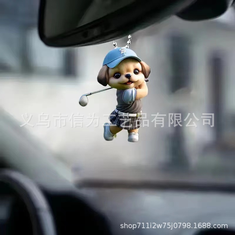 Cross-border nuevo creativo 2D lindos perros de peluche cachorro hombre mochila colgante acrílico colgante de automóvil