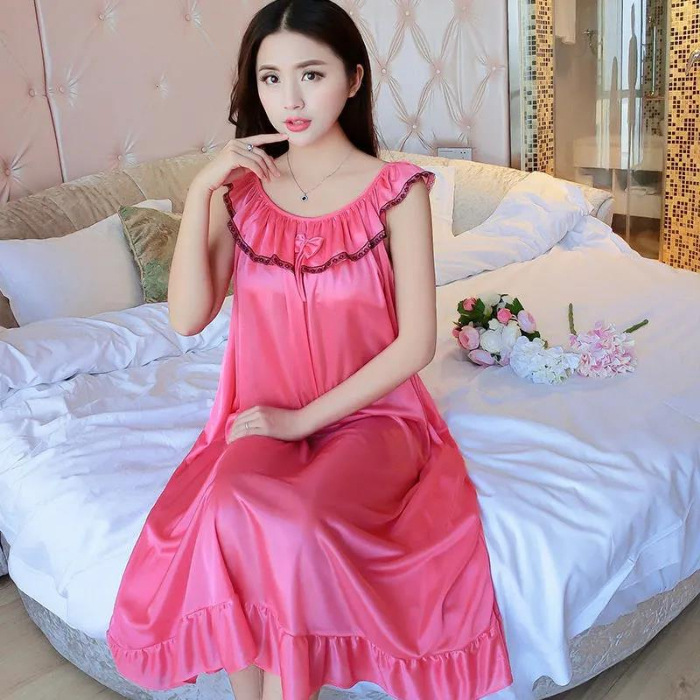 2023 camisón de seda de hielo de verano delgado de seda de las mujeres de mediana edad sexy suave cómodo pijamas homewear de las mujeres al por mayor