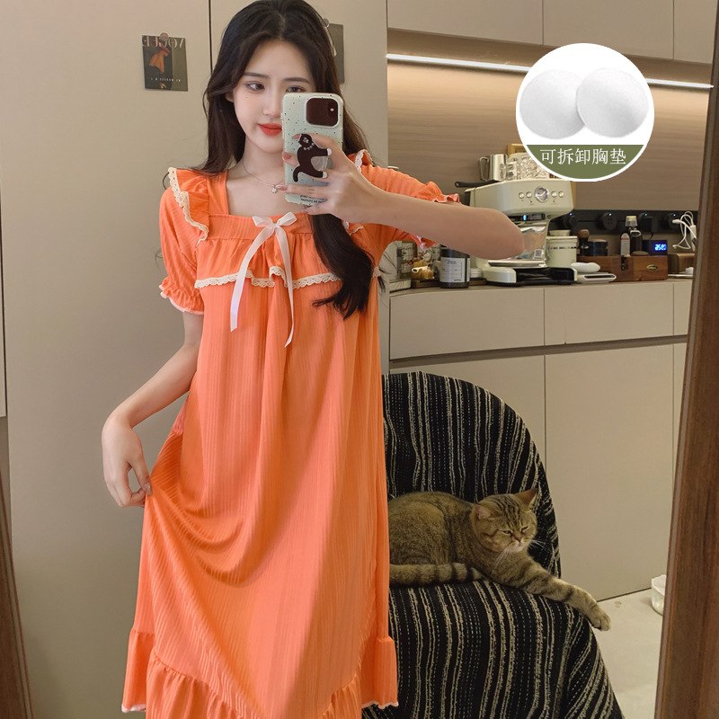 Fábrica directa de verano pijama chica tira de leche pijama con almohadilla de pecho dulce ropa de hogar largo comercio exterior