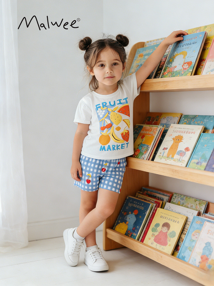 Transfronterizo malwee niñas lindas niñas vestidos de verano nuevos niños europeos y estadounidenses pijamas de cuello redondo T