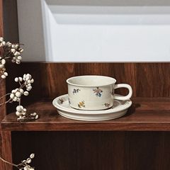 フレンチレトロな高価値花柄セラミックカップ＆ソーサーコーヒーカップラテアフタヌーンティーカップ＆ソーサーデザートカップ＆ソーサー