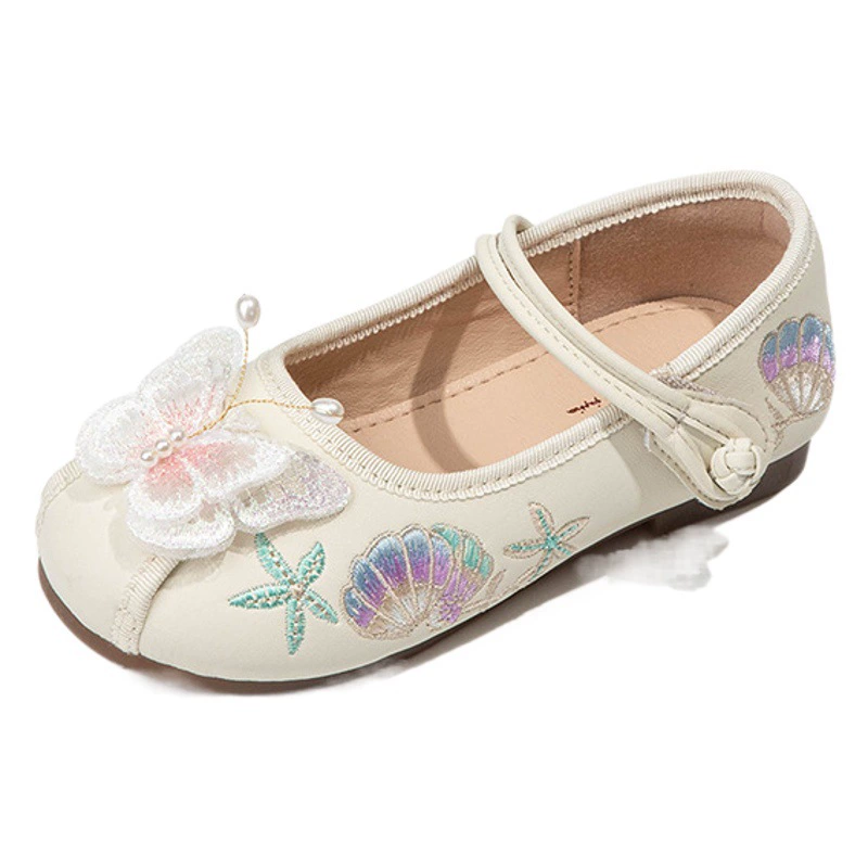 Обувь для девочек Hanfu 2024, новая весенне-летняя детская обувь, обувь с вышивкой в национальном стиле, весенне-Осенняя новогодняя обувь для девочек в старинном стиле