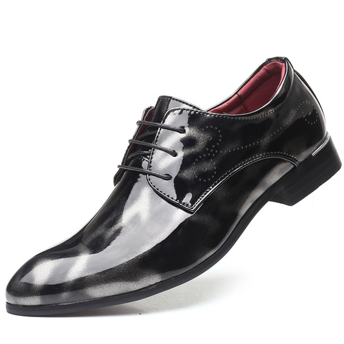 Sharp-headed British business men's formal leather shoes, stylish creative fashion large men's shoes