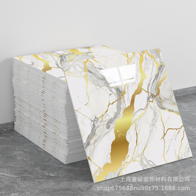 跨境出口批发30*30cm 仿瓷砖大理石纹自粘墙壁纸护墙板铝塑板贴纸|undefined