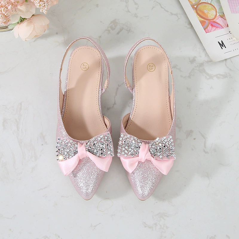 Туфли-бабочки с кристаллами 2024 для девочек постарше, в стиле полутапочек, заказать из Хуэйчжоу, Гуандун, опционально: детские туфли с кристаллами