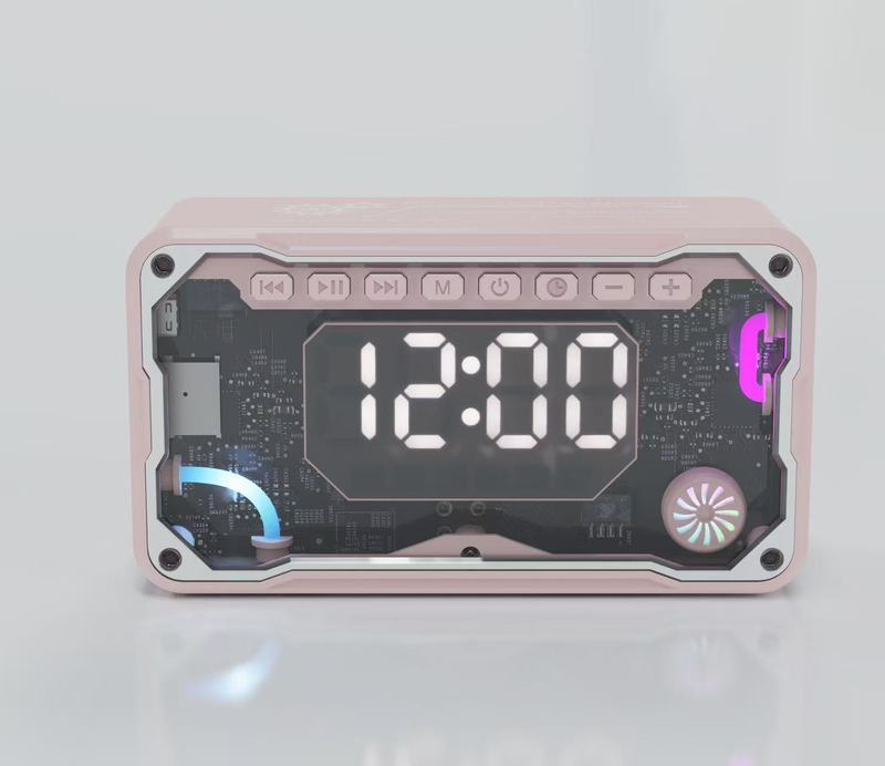 国境を越えた新製品 V3 透明メカ RGB 照明ポータブルデスクトップ目覚まし時計オーディオ小型鋼砲 Bluetooth スピーカーギフト|undefined