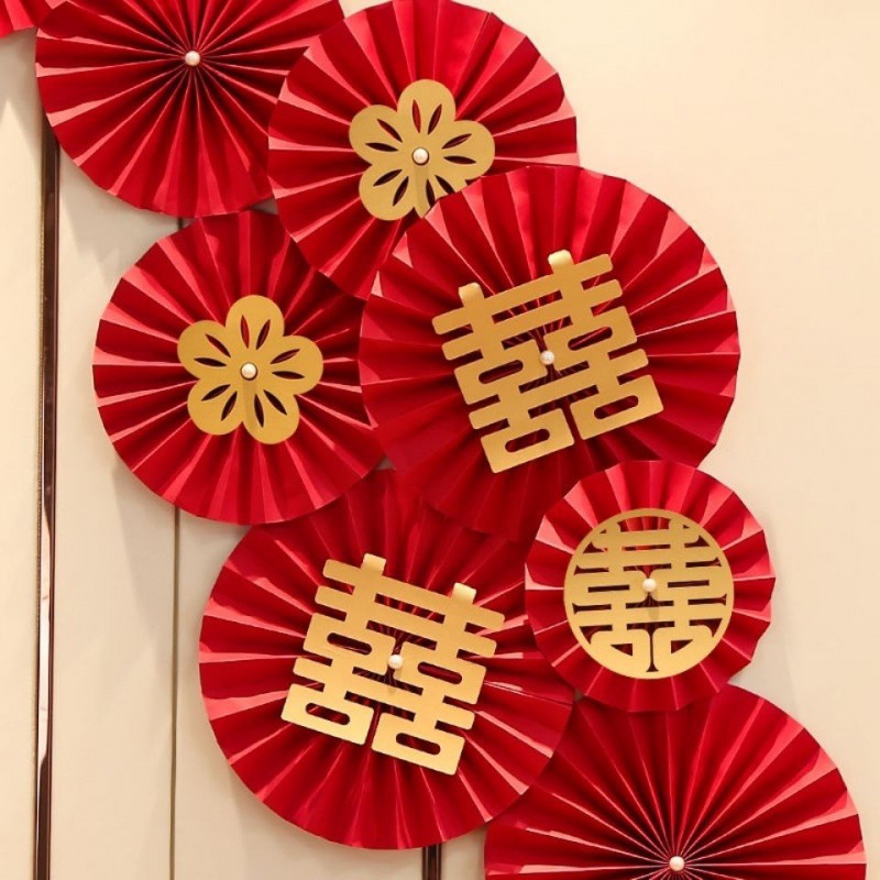 Paper Fan Flower Festival diy Festival ornament background Showcase Marriage room Market arrangement scene Reunion