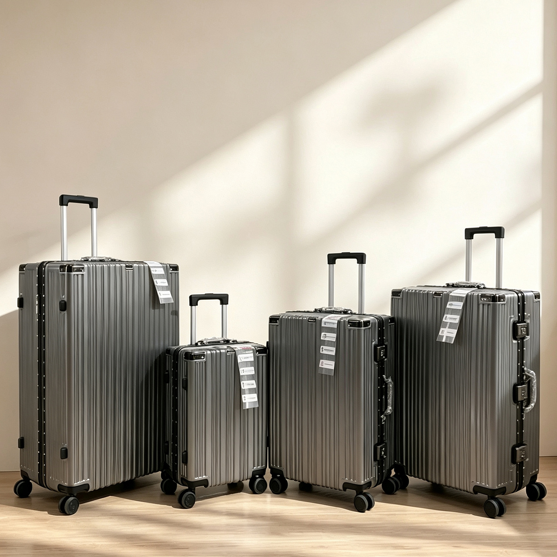 Factory direct stock of large-capacity aluminum frame trolley cases, casual travel suitcases, 20/24/28/32 inch universal wheels, and combination locks.