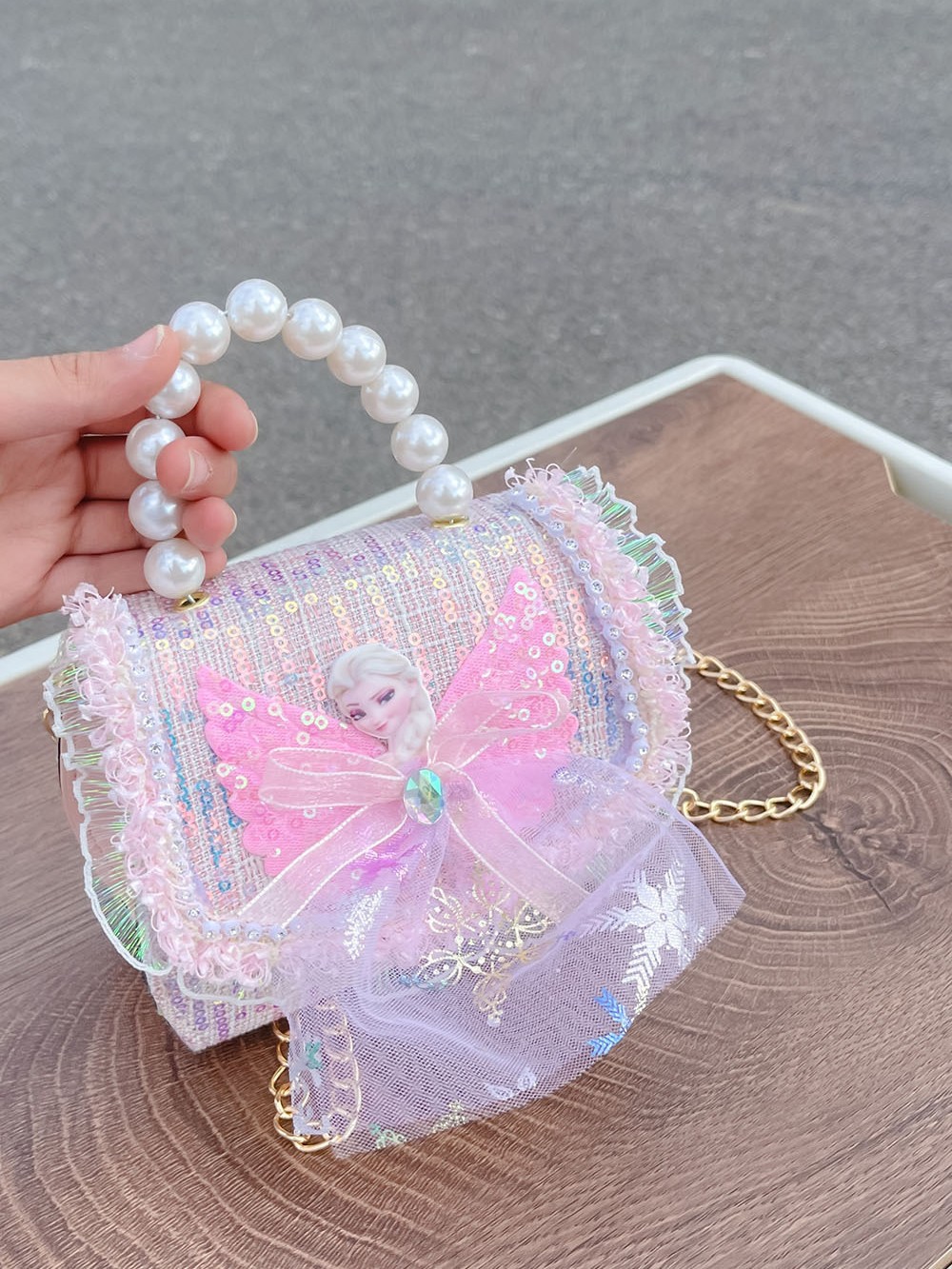Girls' Bags, Pearl Handbags, Small Chanel-Style Handbags, Shoulder Bags, Accessories, Princess Bags, Portable for Kindergarten Wear
