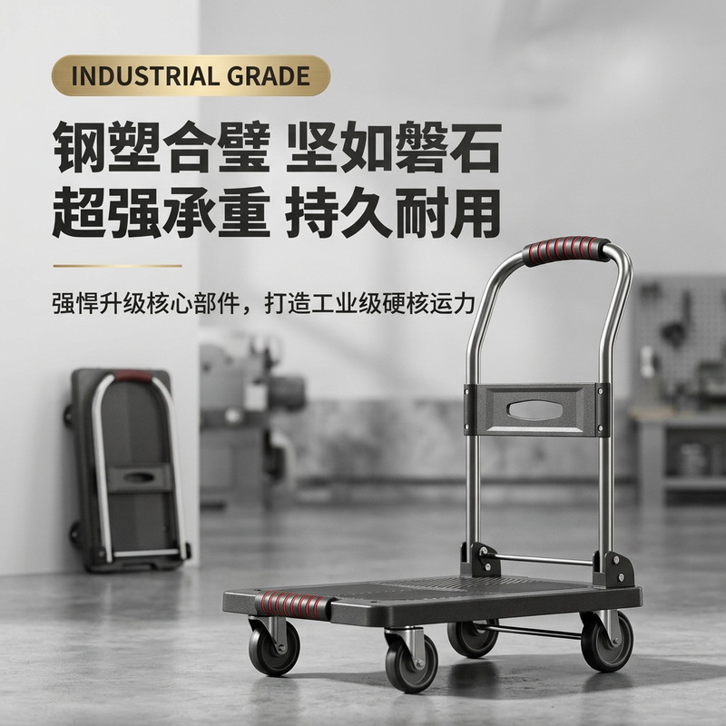 Folding Lightweight Hand-Pulled Cart for Transporting Goods, Flatbed Cart for Home Use, Parcel Delivery Handcart, Magic Cart Folding Lightweight Hand-Pulled Cart for Transporting Goods, Flatbed Cart for Home Use, Parcel Delivery Handcart, Magic Cart
