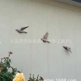 跨境新品仿真飞鸟壁挂花园庭院墙面鸟装饰摆件户外家居墙壁工艺品