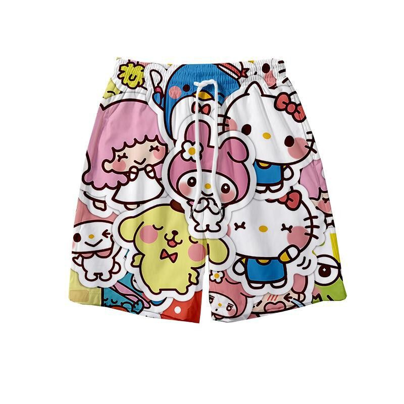 スポンジボブサマーカートゥーンアニメーションショーツ、男性と女性用、5点式パジャマ、カジュアルパンツ、カップルビーチパンツ、多用途|undefined