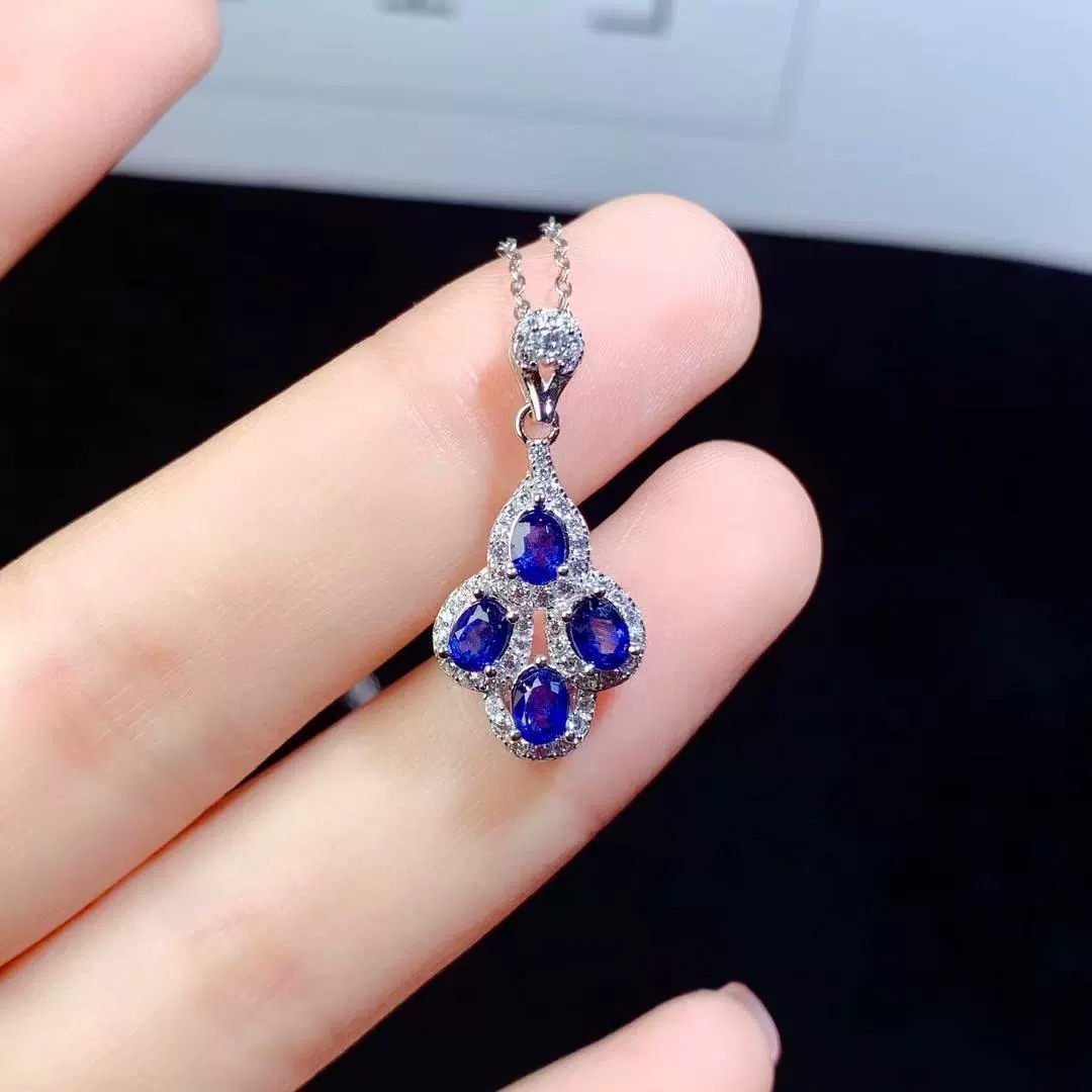 Подвеска из натурального сапфира, стерлинговое серебро 925 пробы, инкрустация, хит продаж, модная, самая простая для сочетания, ювелирные изделия из драгоценных камней, цепочка на ключицу