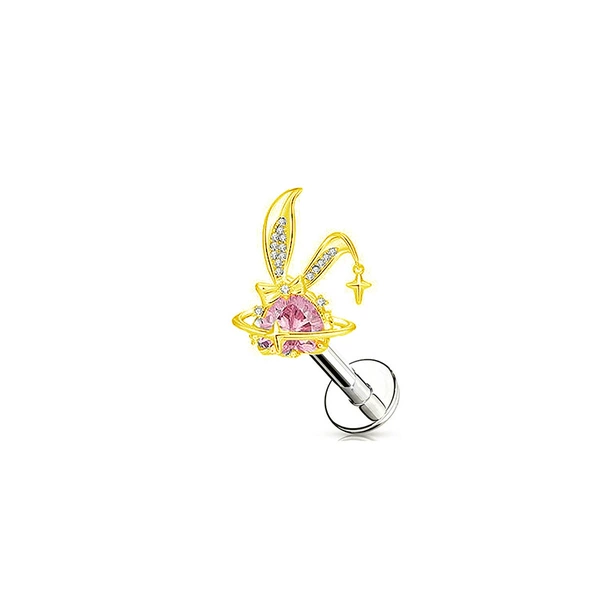 Golden rabbit, lip piercing