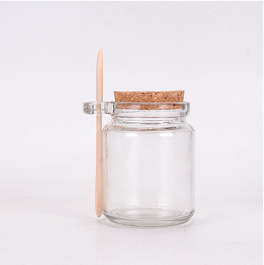 250 ml Ear Spoon Wooden Cork Pudding Bottle Single Ear with Spoon Storage Jar Bath Salt Jar Spoon Honey Jar Wood