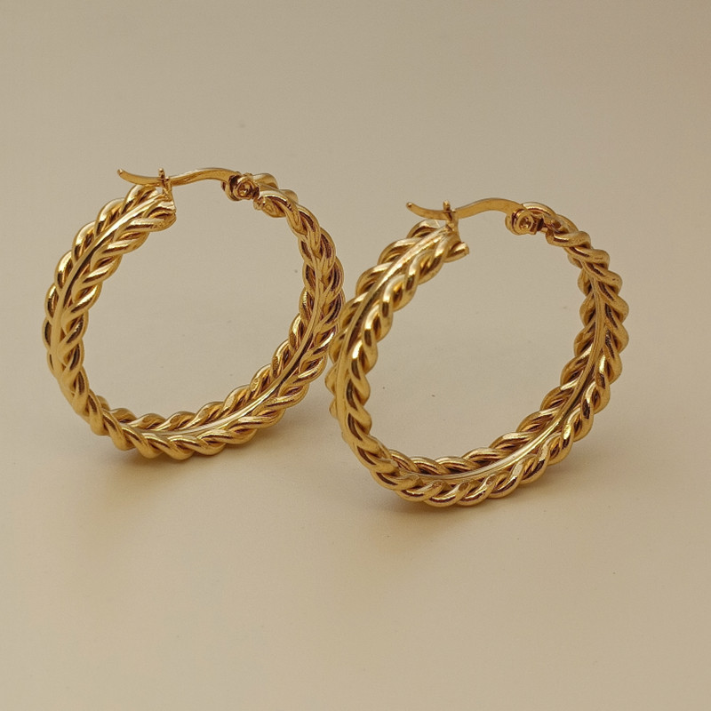Daily Occasion Stainless Steel Material 1 Pair Vintage Style Geometric Solid Color Plating Stainless Steel 18k Gold Plated Hoop Earrings