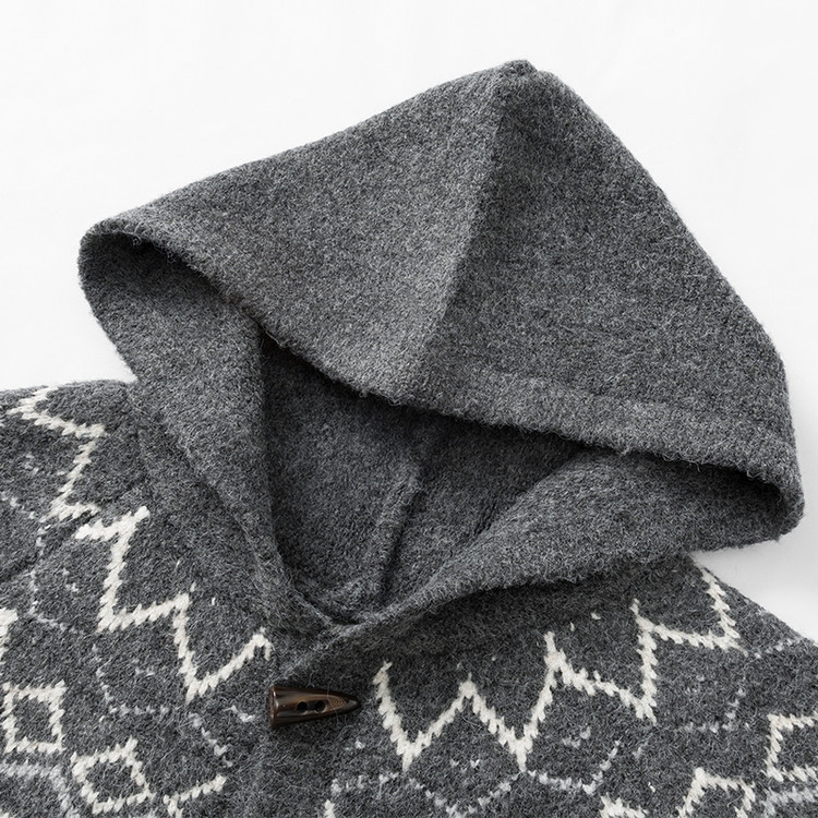 Jacquard otoño y invierno hombres retro cardigan encapuchado corn hebilla casual simple jersey de punto hombre suéter de moda explosiva