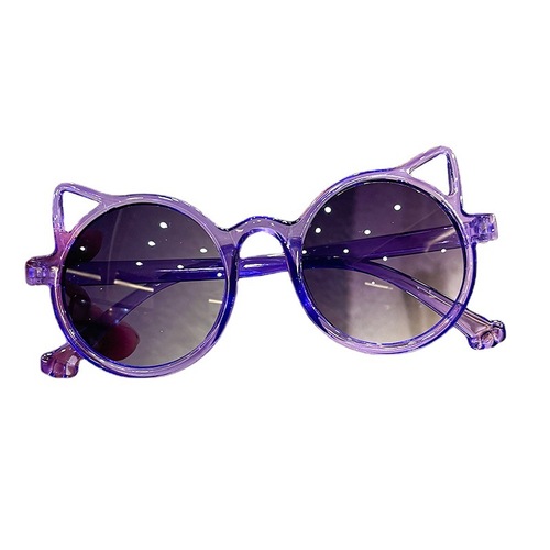 儿童太阳镜猫耳朵圆形彩色眼镜遮阳逛街造型眼镜外贸跨境厂家直销