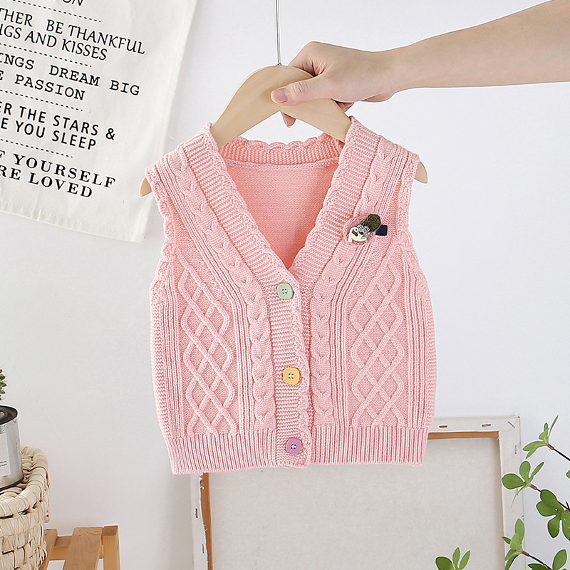Chaleco de punto dividido para bebé Otoño e Invierno ropa exterior de bebé Chaleco de color sólido chaleco pequeño para chaqueta de niños medianos y pequeños