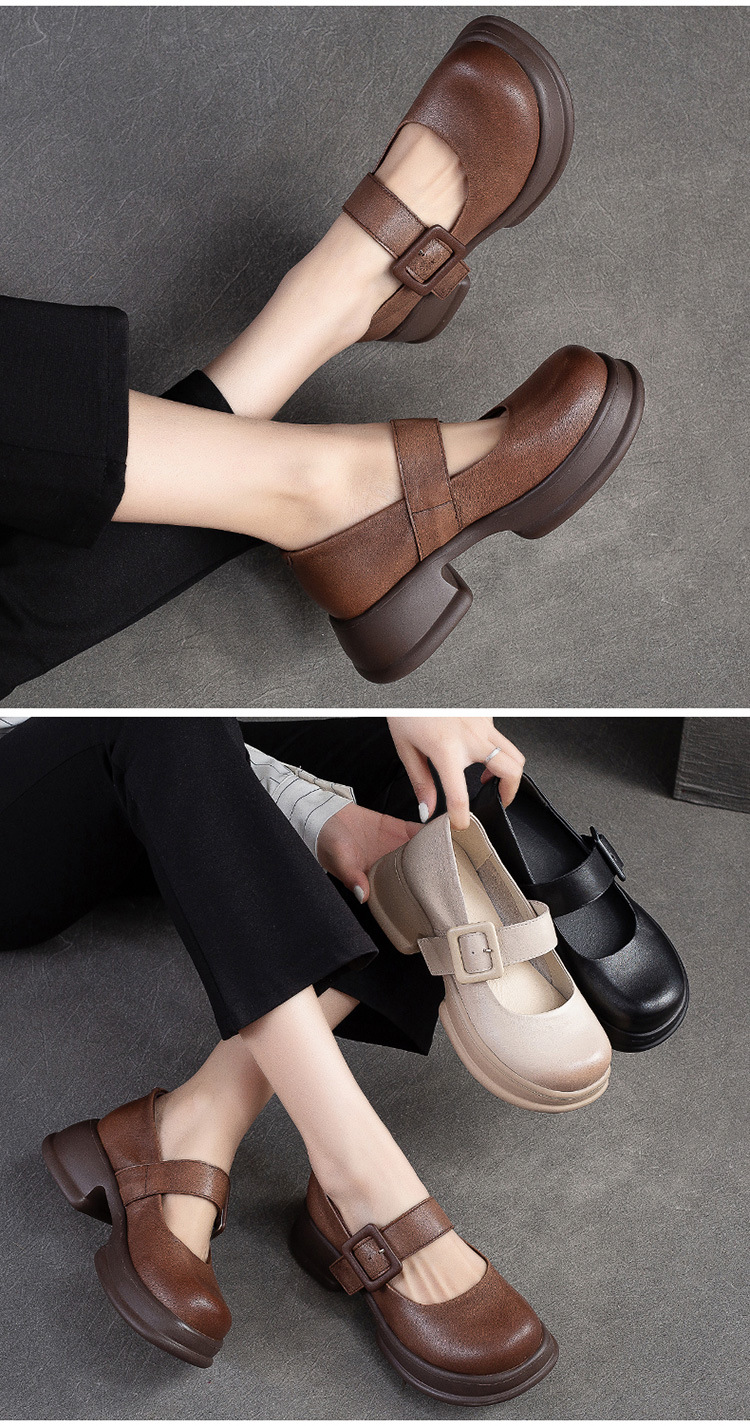 B0696 2390K GIÀY THỂ THAO TĂNG CHIỀU CAO NỮ JIEAIME MÙA HÈ PHỤC CỔ CỔ ĐIỂN ĐẾ CAO GIÀY DÉP NỮ DA BÒ G05 SẢN PHẨM MỚI