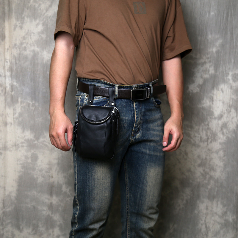 First-Layer Cowhide Men's Waist Bag Genuine Leather Casual Crossbody Bag Factory Direct Sales Multifunctional Shoulder Bag Mobile Phone Bag