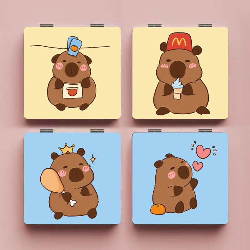 Kappi Bala Desktop Folding Portable Small Mirror Bathroom Mirror Wall Hanging with Light Cartoon Student Creative Gift Mirror