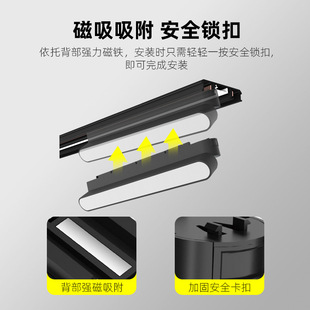 Ultra-Thin Surface-Mounted Magnetic Track Light for Living Room, Smart Led Ceiling-Free Home Foreign Trade Black and White Main Light-Free Spotlight