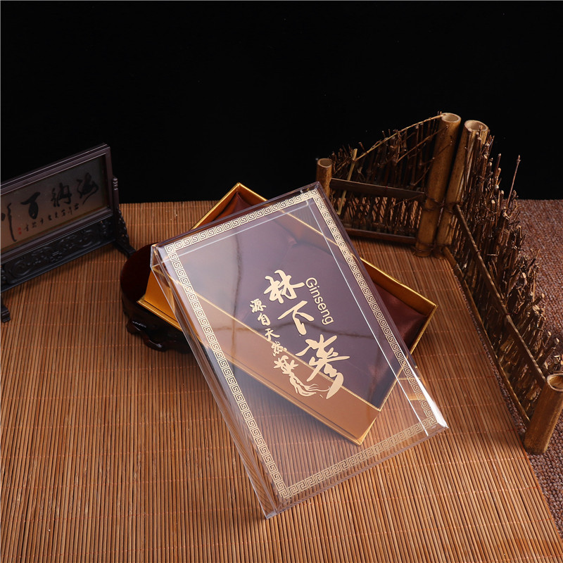 厂家供应PS亚克力注塑包装海参燕窝林下参长方形纸底包装礼品盒