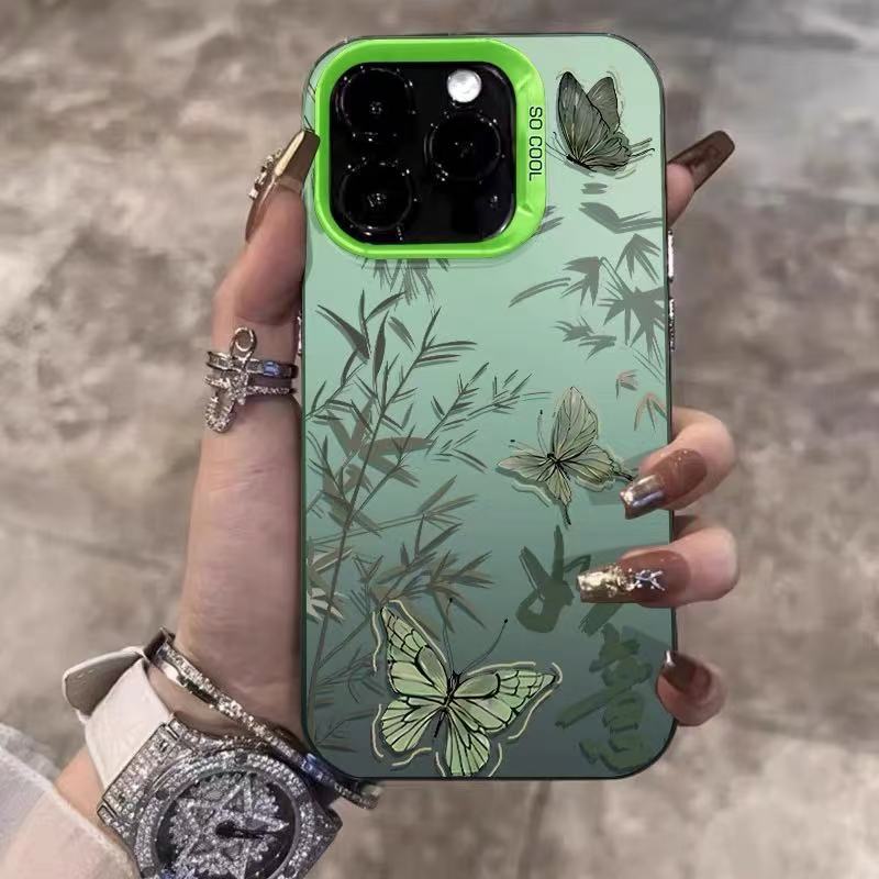 Color plata concha-verde-Ruyi mariposa adj