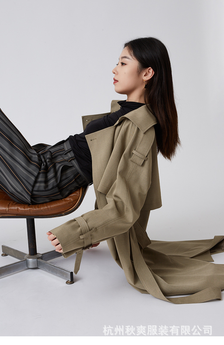 超飒长款系带风衣Black Maxi Coat
