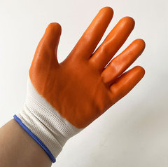 White cotton PVC dipped protective gloves, hung half, fully hung, anti-slip, wear-resistant construction work gloves