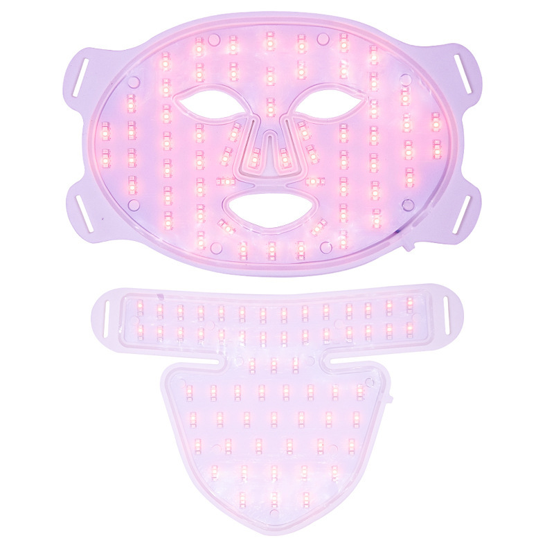 LED シリコーン赤外線光フェイシャルマスク器具首付き家庭用光子若返り分光計赤と青の光赤外線美容|undefined