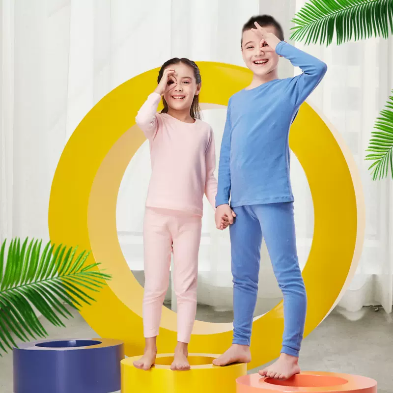 儿童纯棉保暖内衣套装男童女童中厚磨毛秋衣秋裤儿童棉毛衫零零衣