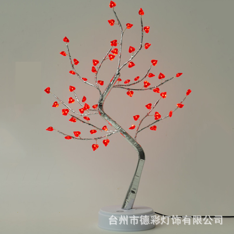 Amazon transfronterizo llevó la luz del árbol USB batería de doble propósito horizontal decorativo luz de la noche estrellada alambre de cobre luz del árbol en stock