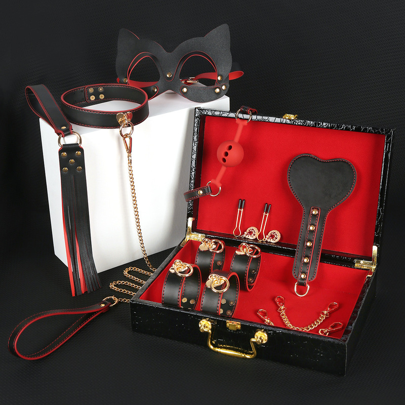 Sm Fun Set 8-Piece Set of Bondage Restraints, Handcuffs, Foot Cuffs, Pu Leather Whip, Training Toys, Couple Interaction Props Sm Fun Set 8-Piece Set of Bondage Restraints, Handcuffs, Foot Cuffs, Pu Leather Whip, Training Toys, Couple Interaction Props