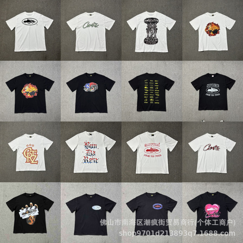 Corteiz American Fashion Brand Cruise Ship Print Short-Sleeved T-Shirt for Men and Women, Street Fashion, Loose Round Neck, Summer Loose Style