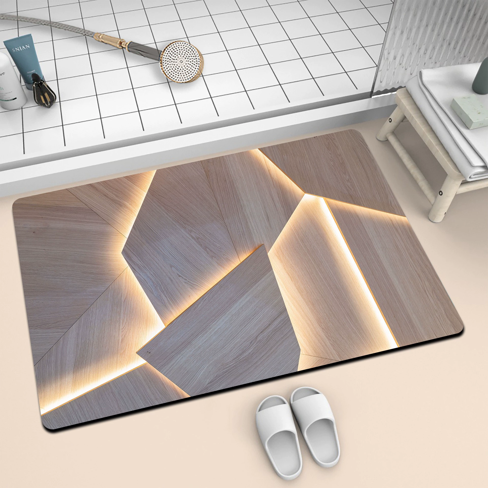 Трансграничная диатомовая грязь геометрический узор светоизлучающий коврик для ног абсорбирующий коврик для ног Домашний туалет ванная комната быстрая сухая нескользящая коврик для ног