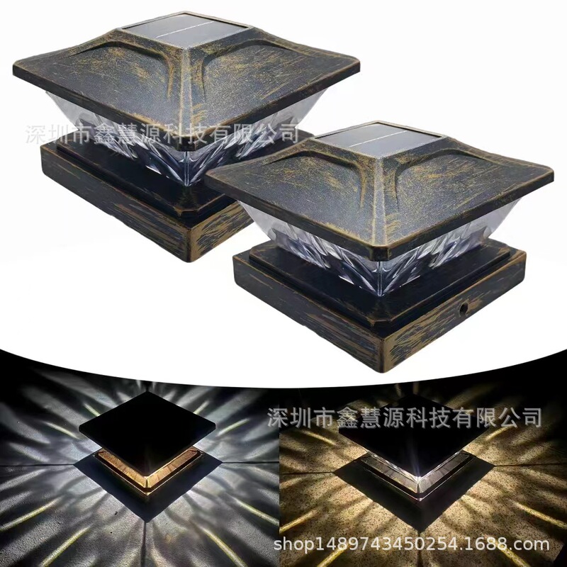 New Upgraded Bright Solar Column Light Outdoor Fence Column Cover Light Outdoor Column Light for Garden Courtyard