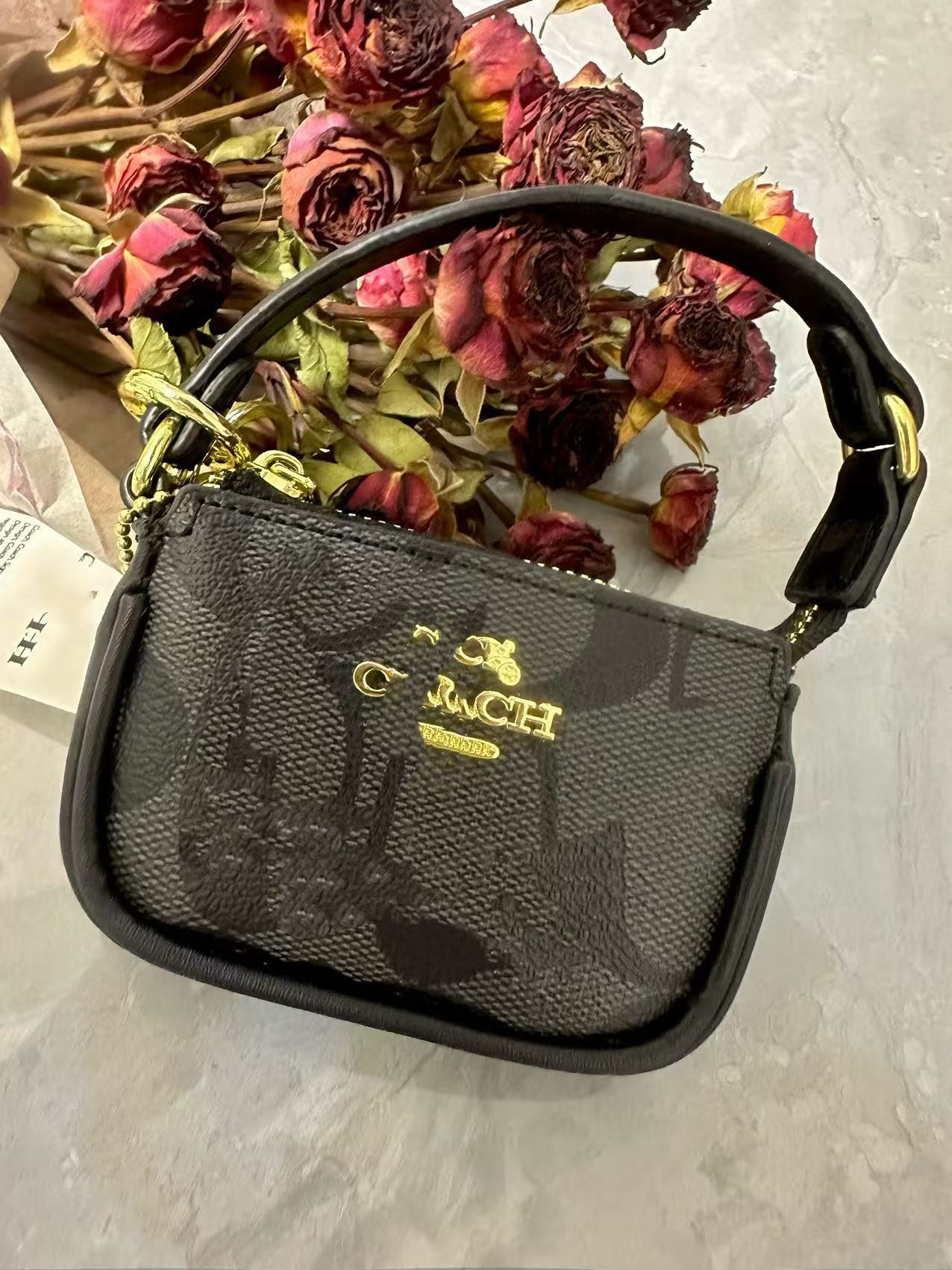 C Home Card Bag Ladies Llavero Monedero 2025 Nuevo estilo Kou Home Foreign Trade Retro Impreso Bolsa de identificación Colgante