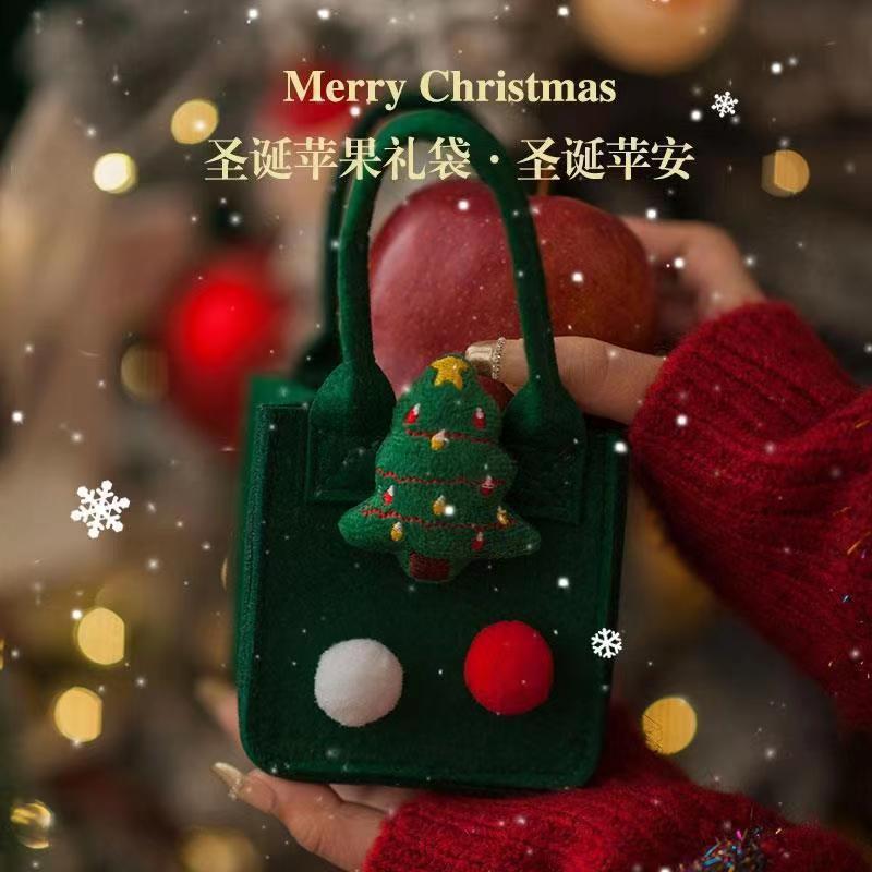クリスマスフェルトバッグハンドバッグクリスマスイブ子供プレゼントバッグクリスマス装飾手持ちフェルト小さな正方形バッグ|undefined