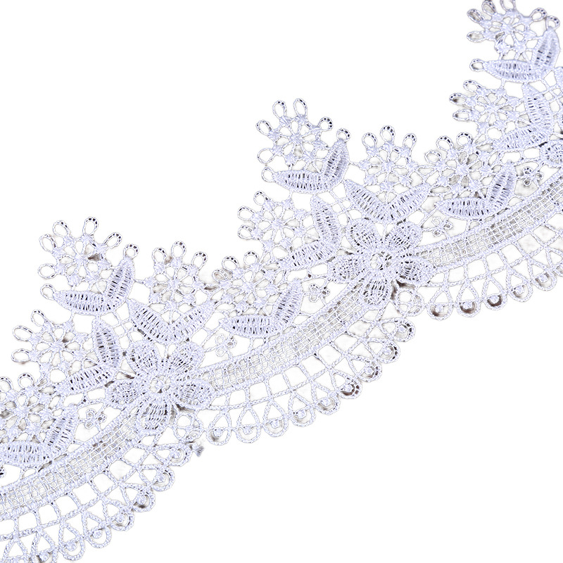 White wavy accessory, cloth, 7cm, with embroidery