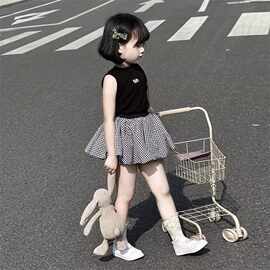 儿童背心套装2025夏季韩系女童时髦豹纹半身短裙网红炸街两件套潮