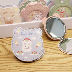 Mini Mirror Girl's Portable Makeup Mirror, Small and Cute, Foldable, Suitable for Dorms and Students, Handheld Dual-Sided Mirror