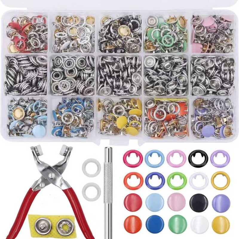 Cross-Border 200 Sets of Installation Pliers with Five-Prong Snap Fasteners, Metal Four-Part Snap Buttons, Solid Five-Claw Buckle Combination Set
